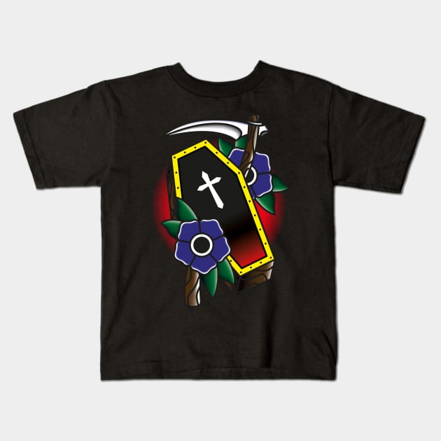 Coffin old school style Kids T-Shirt by Rafael Franklin